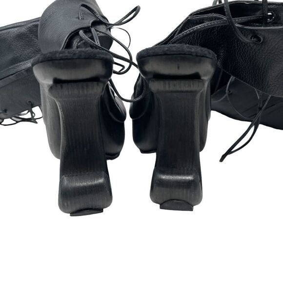 Karo's Shoes Womens Creative Thigh High Knee Boots Platform Open Toe Black 7 - Picture 5 of 12